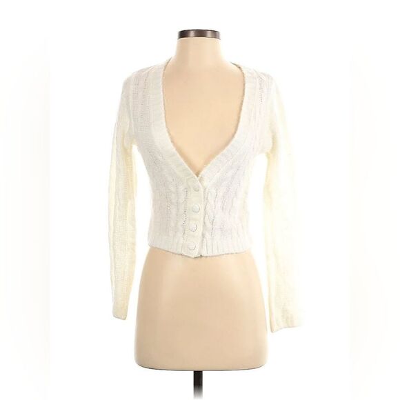 For Love & Lemons Small Billie Long Sleeve Cardigan White - Picture 5 of 11